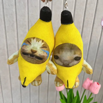 Crying Banana Cat Plush Key Chain